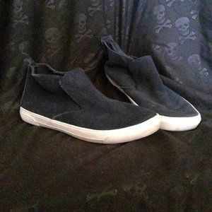 Navy suede-finish high-top slip-ons
